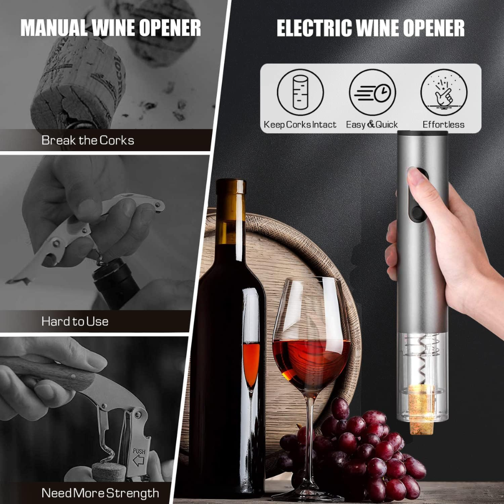 Sacacorchos Eléctrico Recargable Kit Vino Cortacápsulas Vertedor