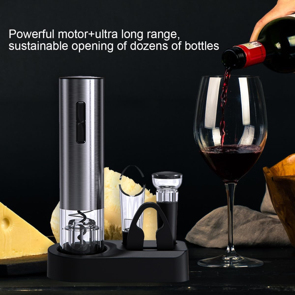 Sacacorchos Eléctrico Recargable USB Botón Vino Cortacápsulas Vertedor