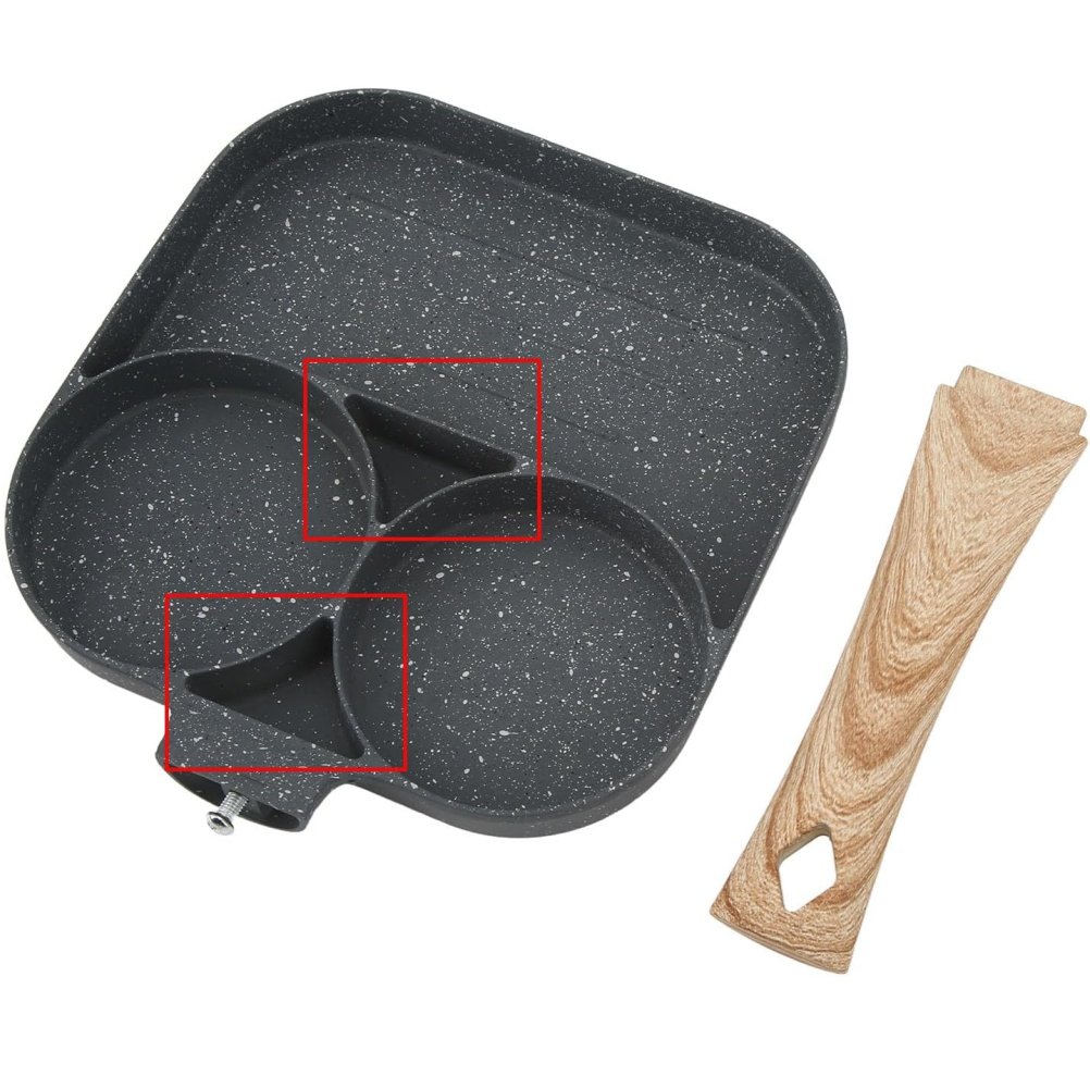 Sartén 3 Puestos Antiadherente Huevos Arepas Pancakes 27cm Inducción
