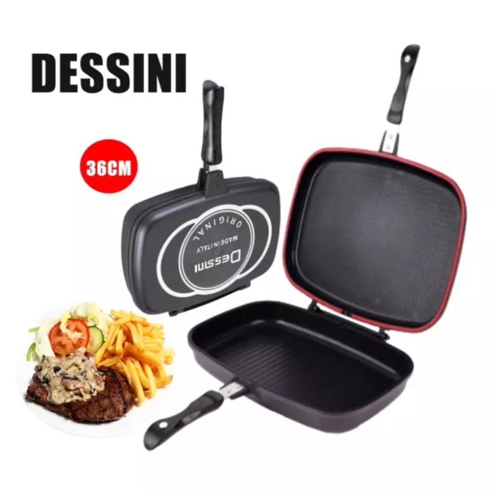 Sartén Doble Parrilla Dessini 36cm Antiadherente Aluminio Grill