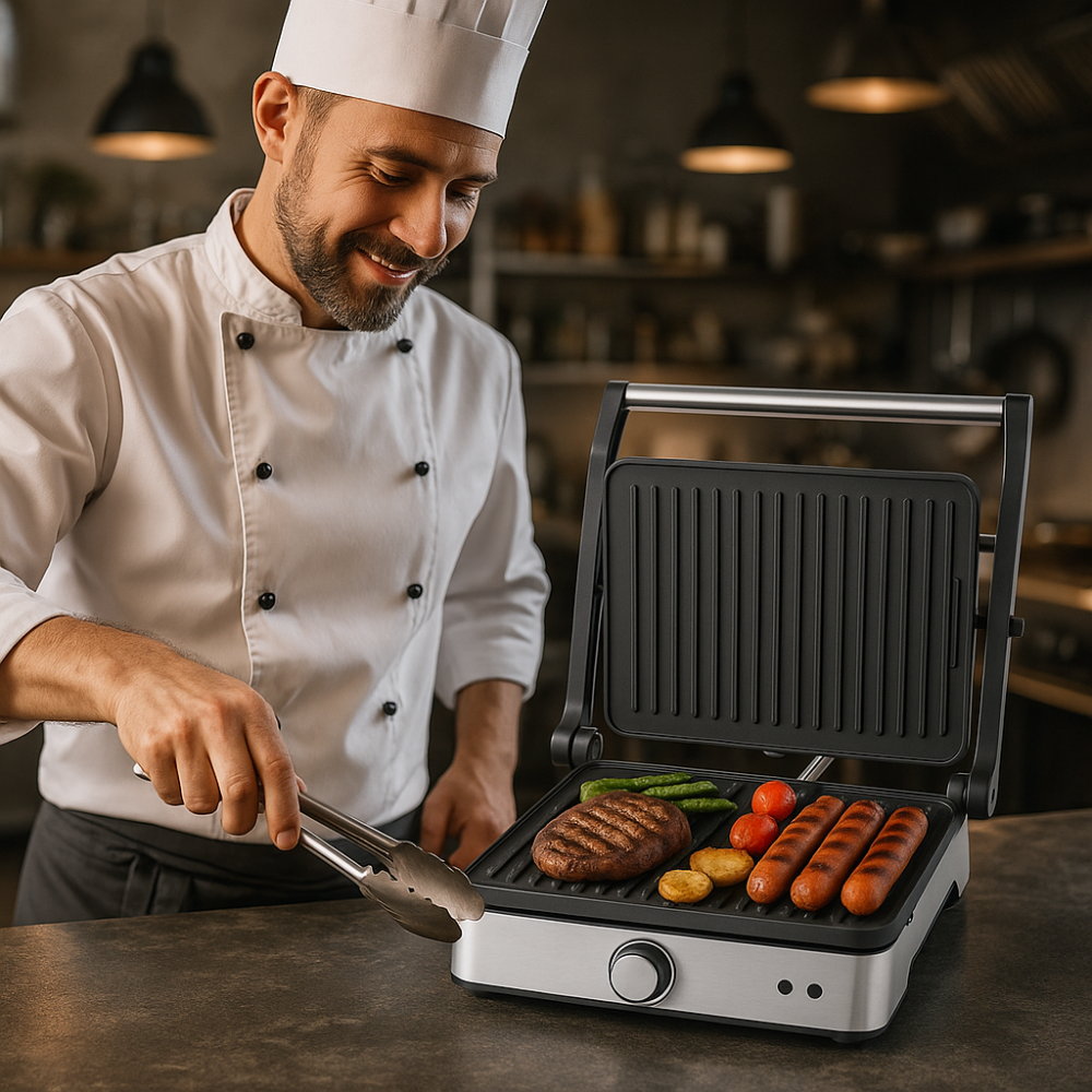 Plancha Parrilla Eléctrica Doble Renahouse 2200W Antiadherente RH335