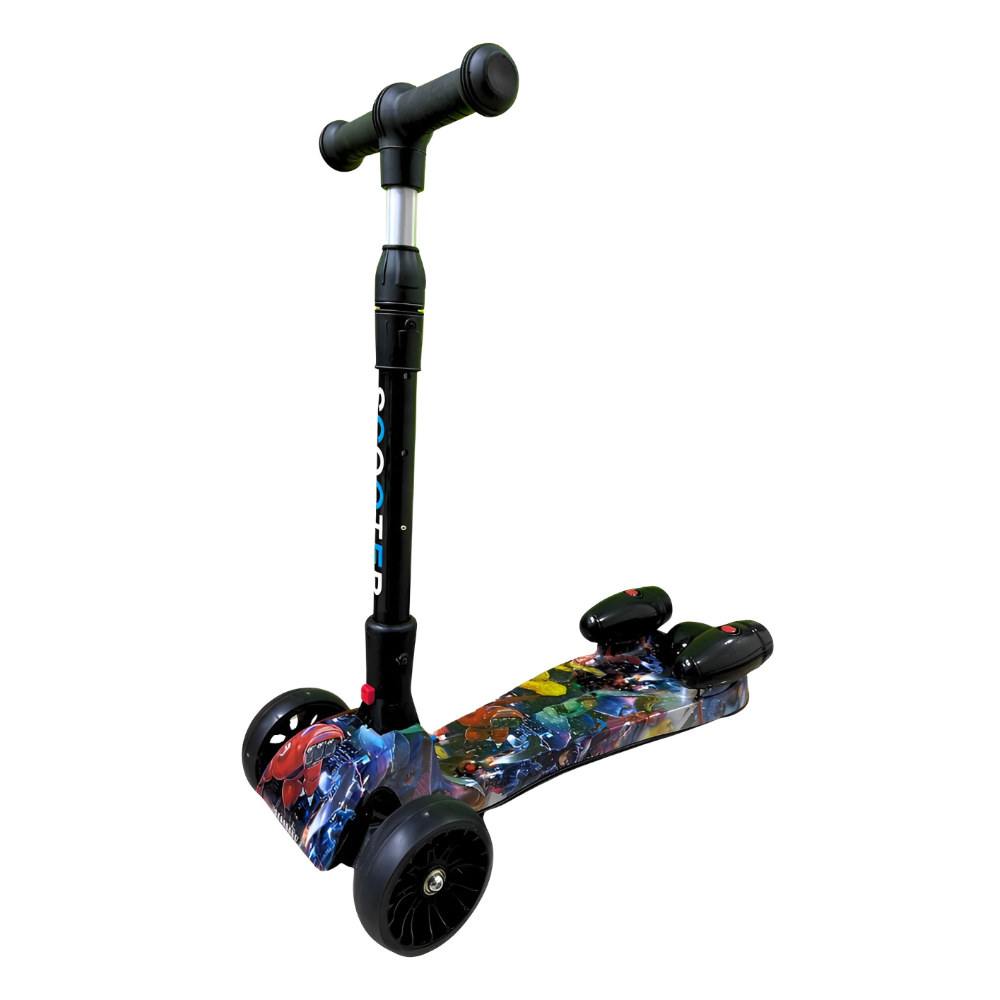 Scooter Niños Humo Niebla Bluetooth Música Luces LED 3 Ruedas Plegable