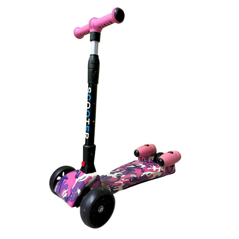Scooter Niños Humo Niebla Bluetooth Música Luces LED 3 Ruedas Plegable
