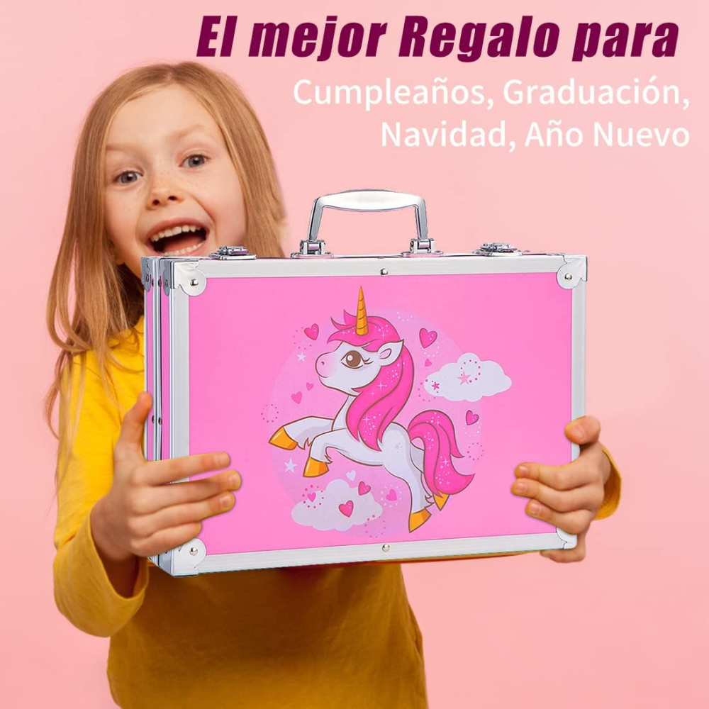 Set Arte Niños 145 Piezas Maletín Aluminio Colores Acuarelas Pinceles