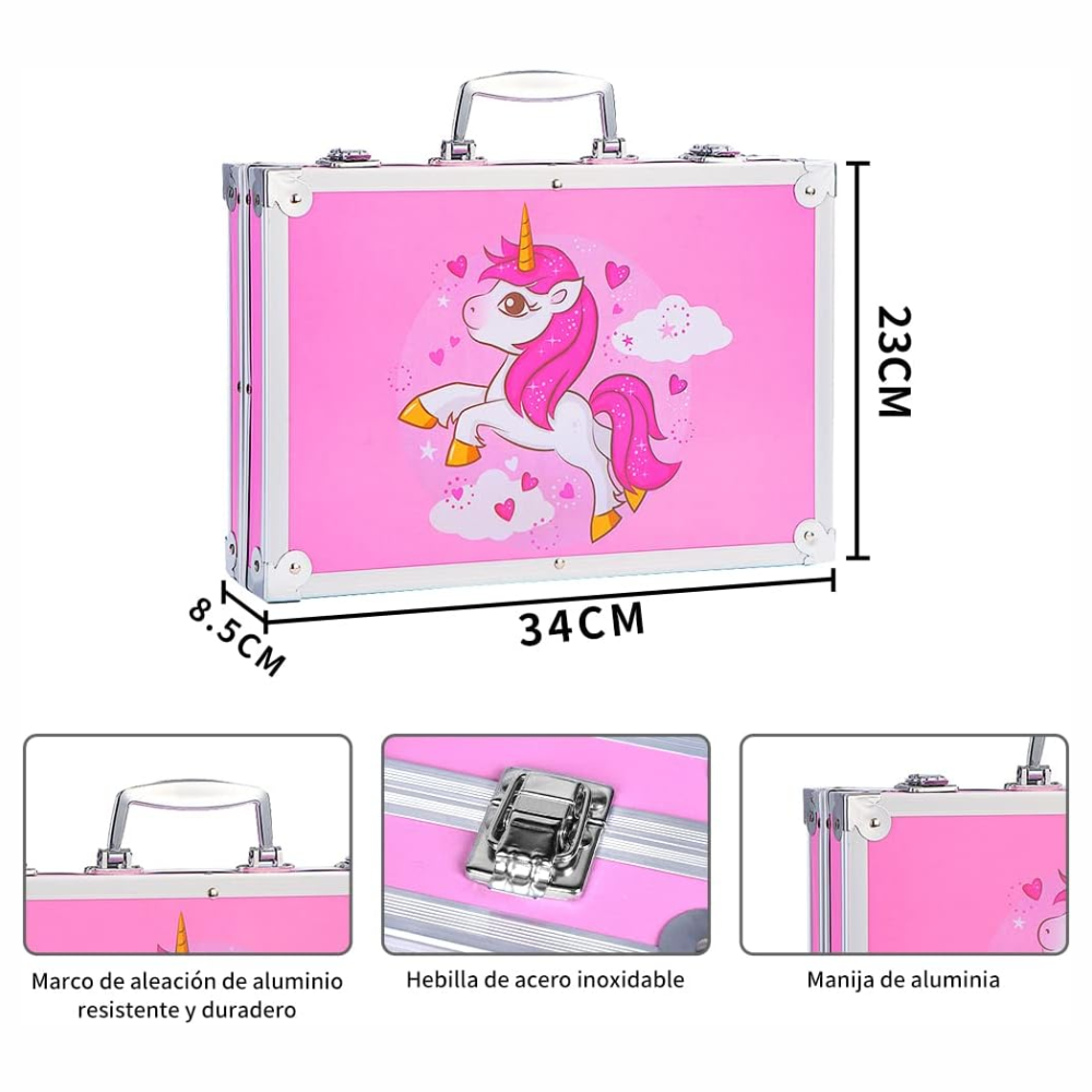 Set Arte Niños 145 Piezas Maletín Aluminio Colores Acuarelas Pinceles