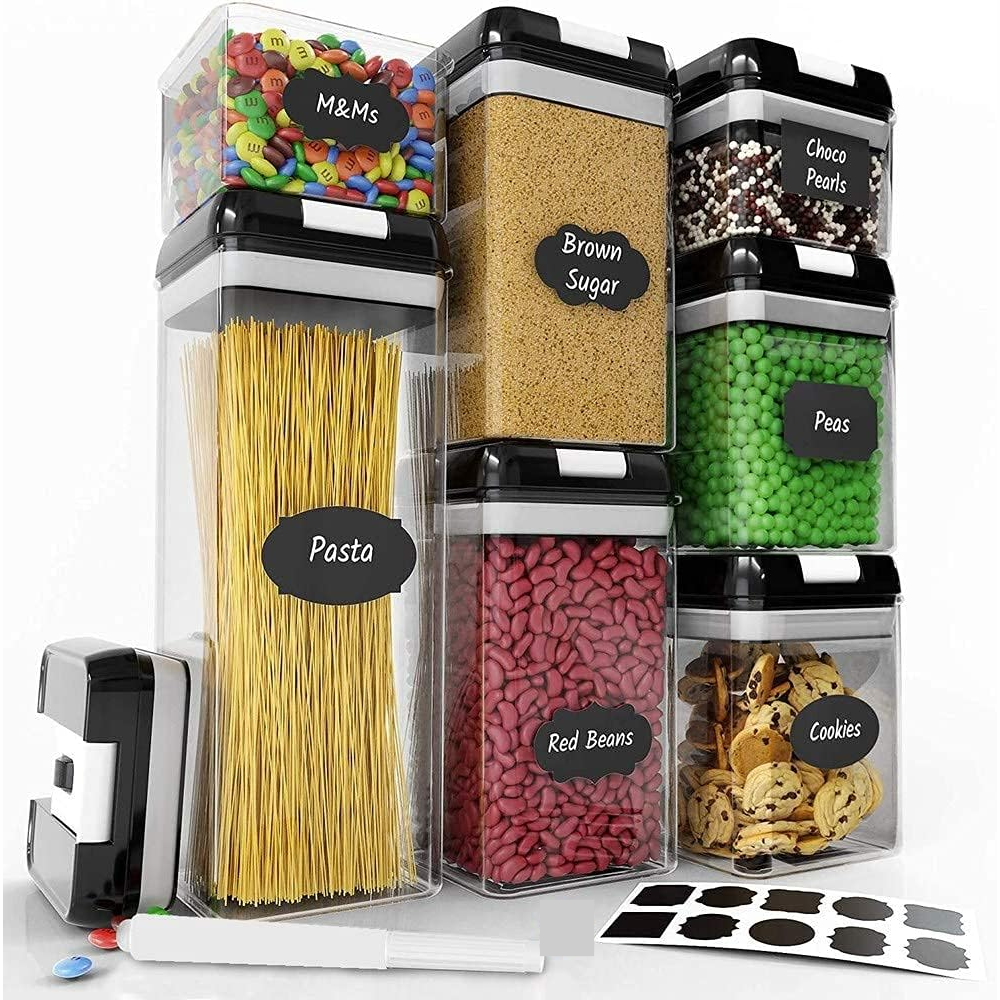 Set Contenedores Herméticos Cocina 7 Piezas Granos Despensa Libre BPA