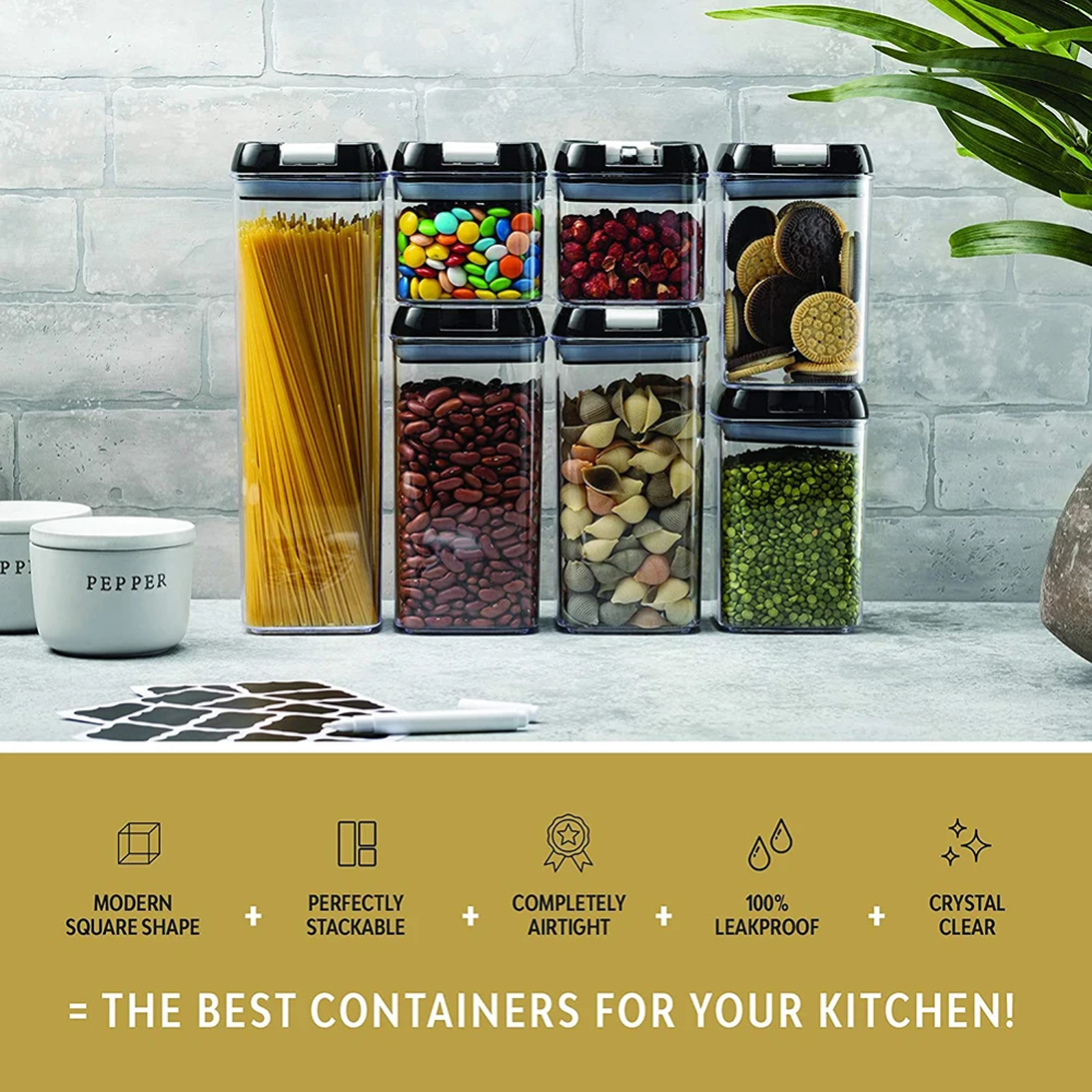 Set Contenedores Herméticos Cocina 7 Piezas Granos Despensa Libre BPA