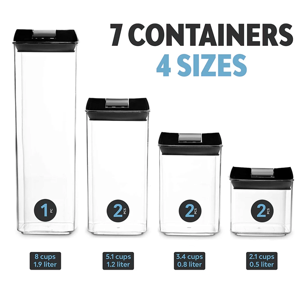 Set Contenedores Herméticos Cocina 7 Piezas Granos Despensa Libre BPA