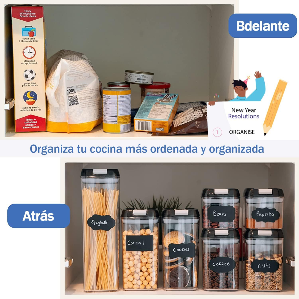 Set Contenedores Herméticos Cocina 7 Piezas Granos Despensa Libre BPA