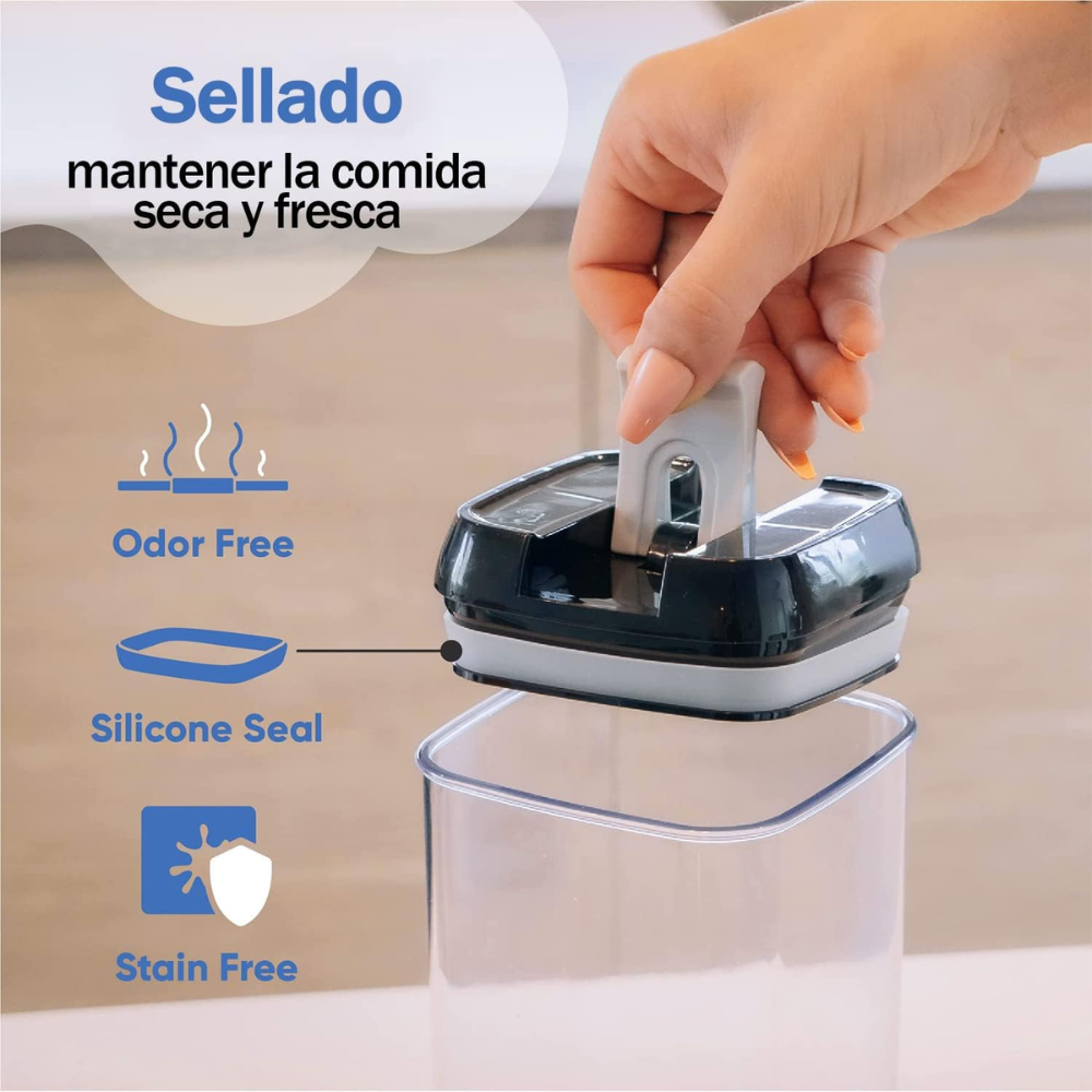 Set Contenedores Herméticos Cocina 7 Piezas Granos Despensa Libre BPA