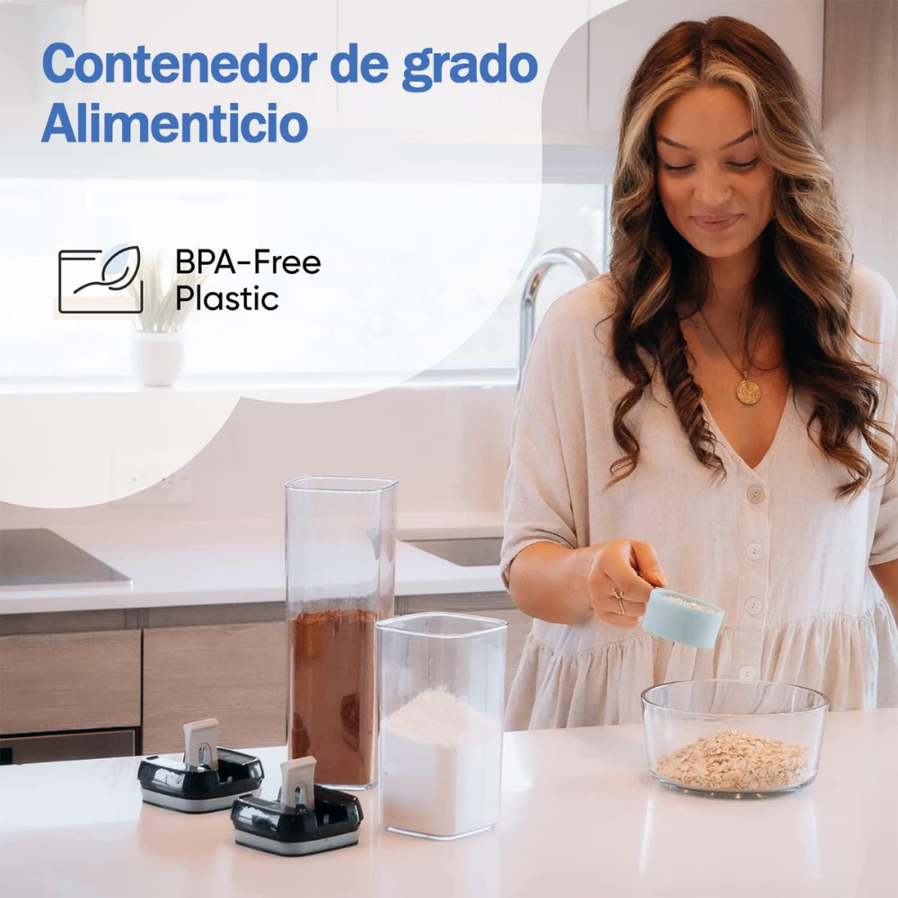Set Contenedores Herméticos Cocina 7 Piezas Granos Despensa Libre BPA