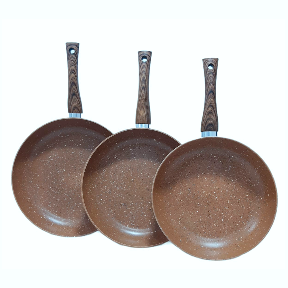 Set 3 Sartenes Mármol Swisshome Tapa Vidrio Antiadherente Libre PFOA