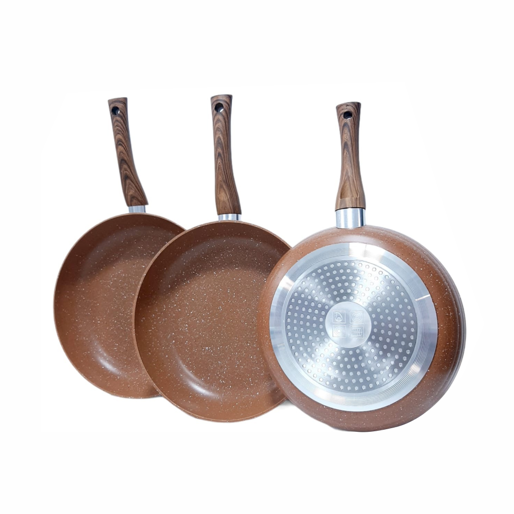 Set 3 Sartenes Mármol Swisshome Tapa Vidrio Antiadherente Libre PFOA