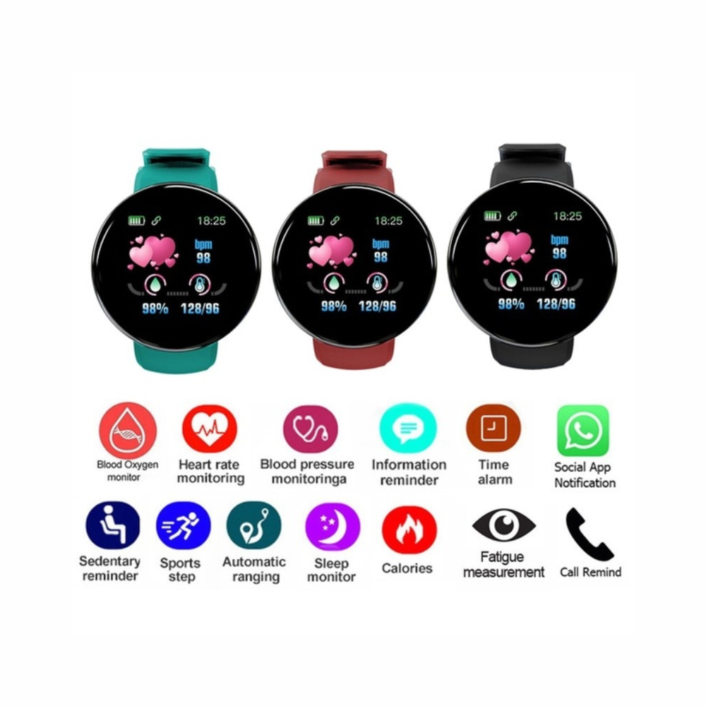 Reloj Smartwatch D18 Redondo Deportivo Hombre Mujer Bluetooth Pasos