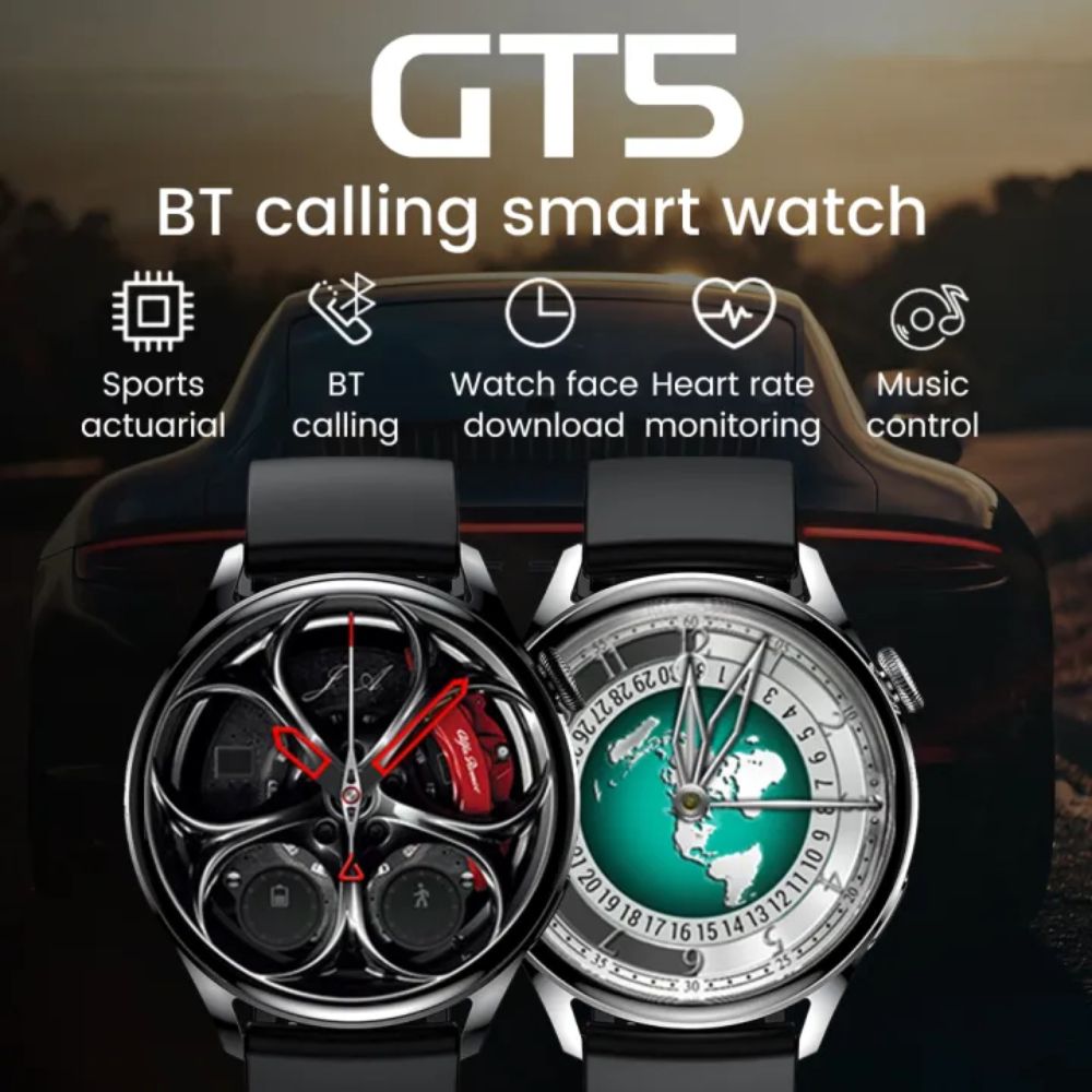Smartwatch GT5 NFC Carga Inalámbrica Asistente Voz Pantalla HD iOS