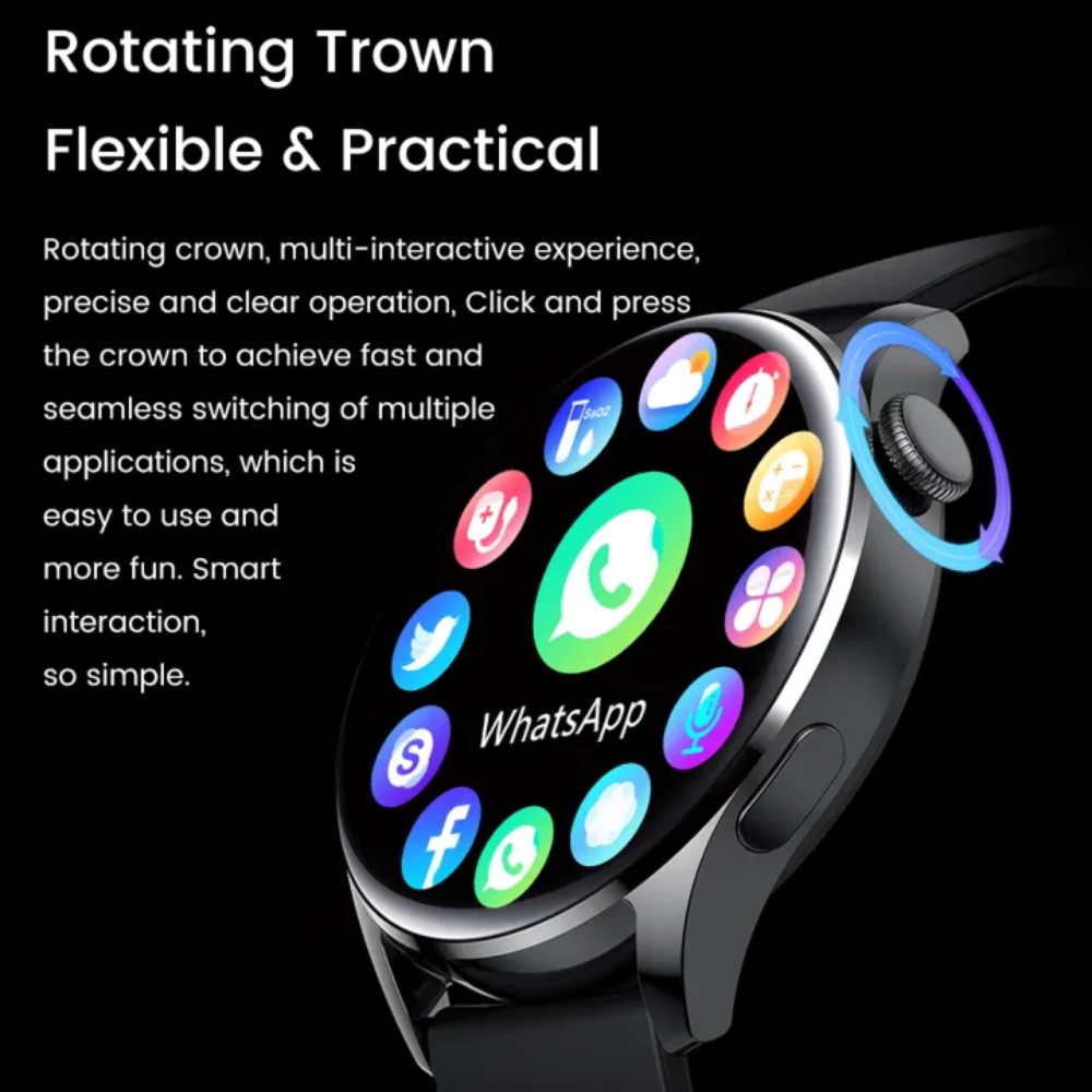 Smartwatch GT5 NFC Carga Inalámbrica Asistente Voz Pantalla HD iOS