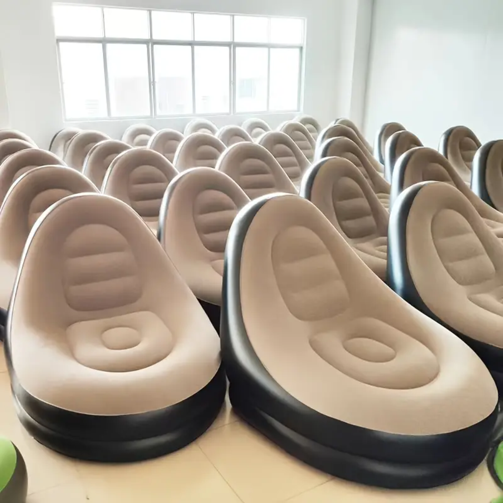 Sillón Inflable Sofá Portátil 2x1 Reposapiés Flocado PVC Jardín