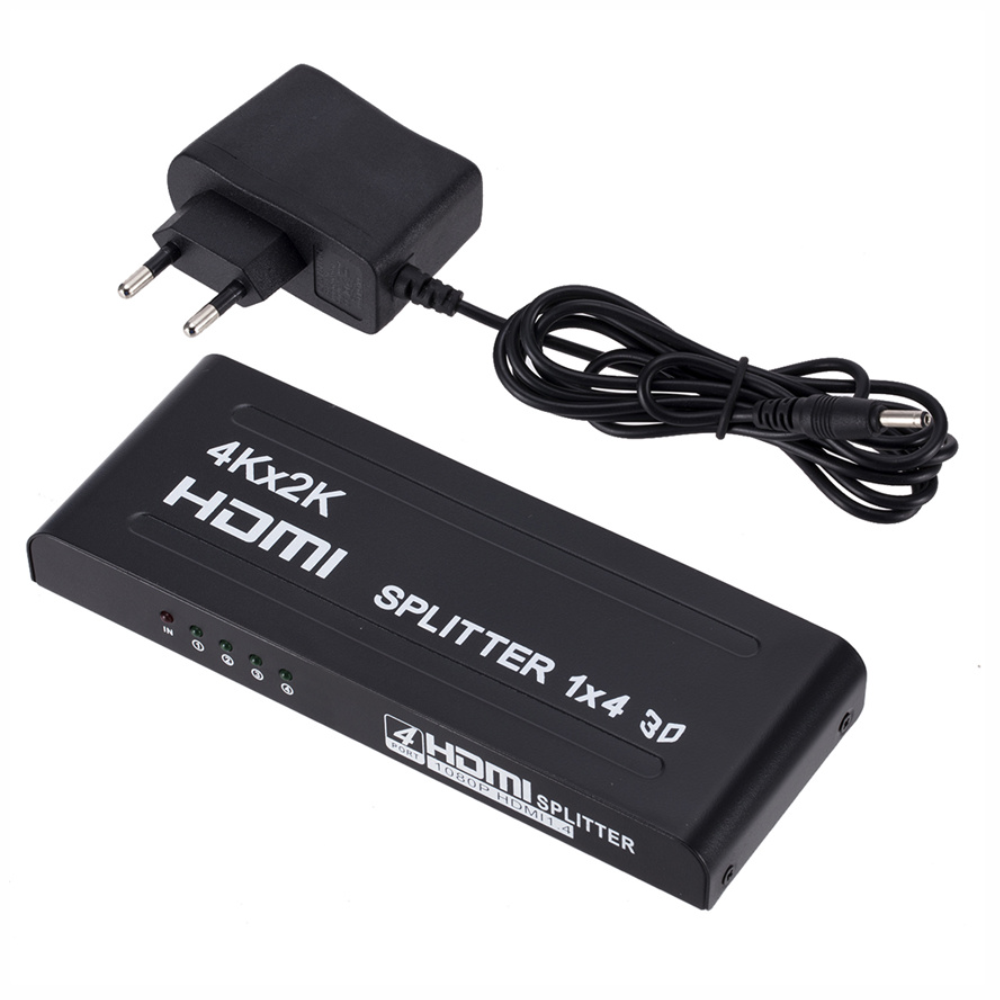 Splitter HDMI 1x4 Divisor 4K 3D 4 Pantallas Adaptador Corriente
