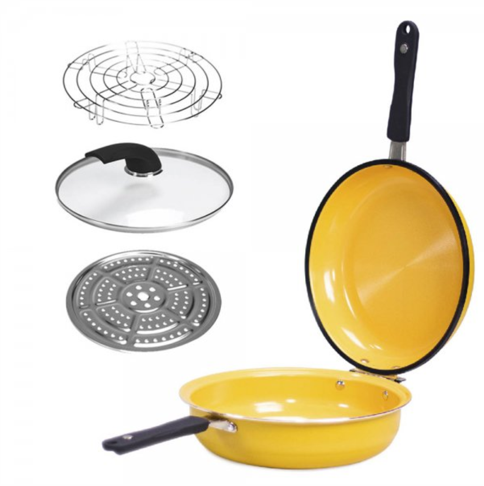 Sartén Doble Swisshome Deluxe 26cm Cerámica Antiadherente 3 Válvulas