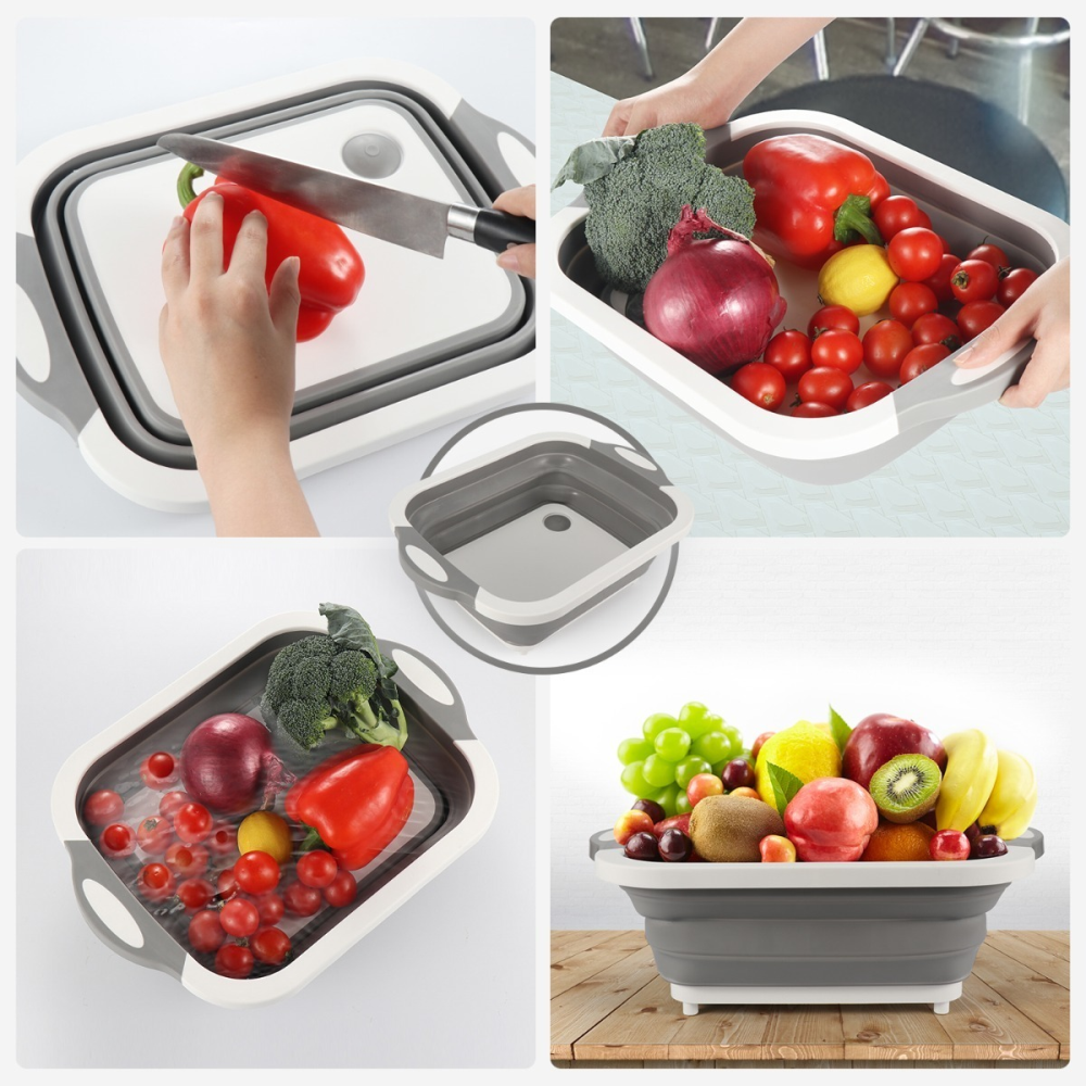 Tabla Picar Plegable Multifuncional Escurridor Cesta Lavar Verduras