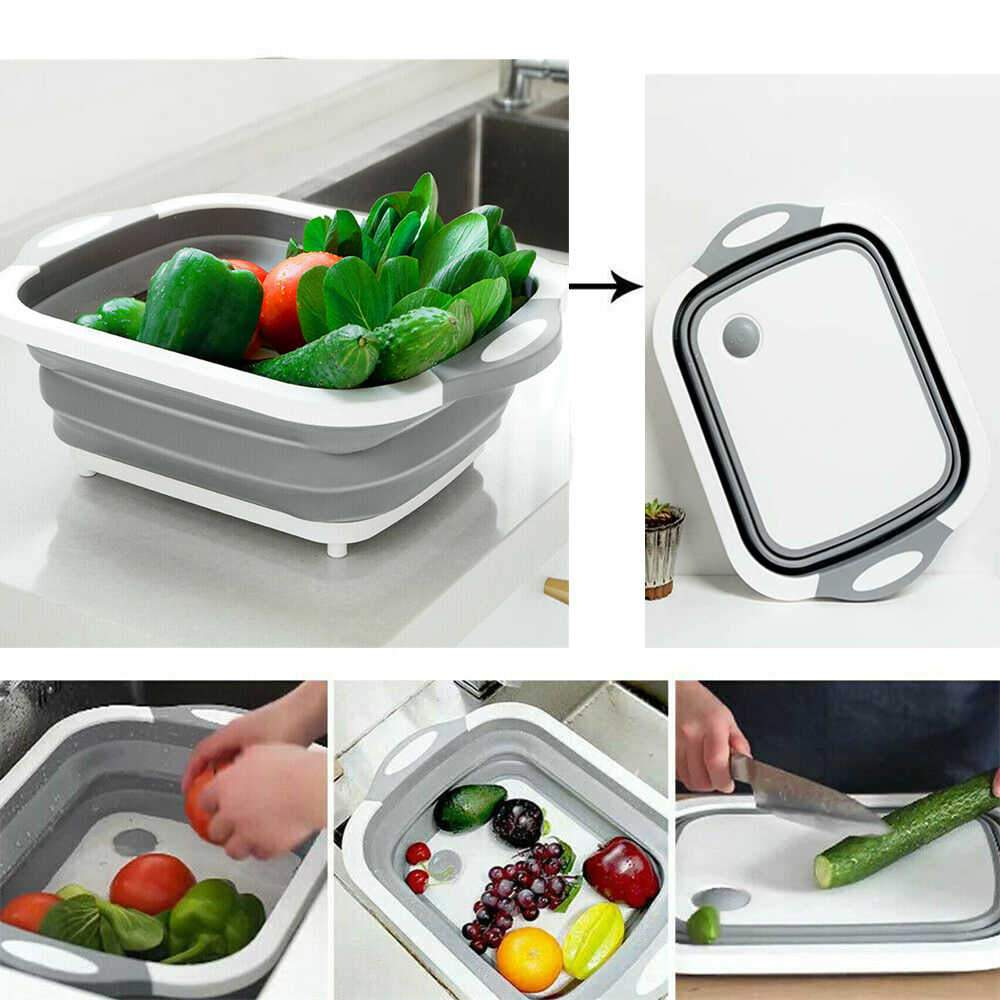Tabla Picar Plegable Multifuncional Escurridor Cesta Lavar Verduras