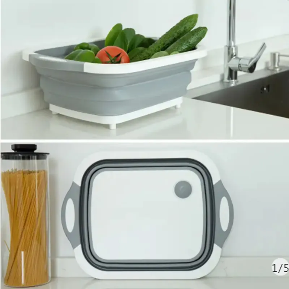 Tabla Picar Plegable Multifuncional Escurridor Cesta Lavar Verduras