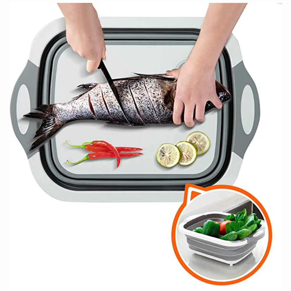 Tabla Picar Plegable Multifuncional Escurridor Cesta Lavar Verduras
