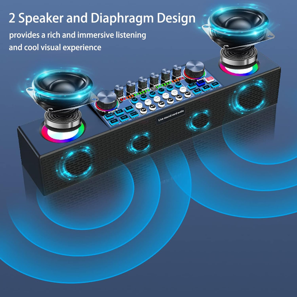 Parlante Karaoke Bluetooth Tarjeta Sonido Mezclador 2 Micrófonos UHF