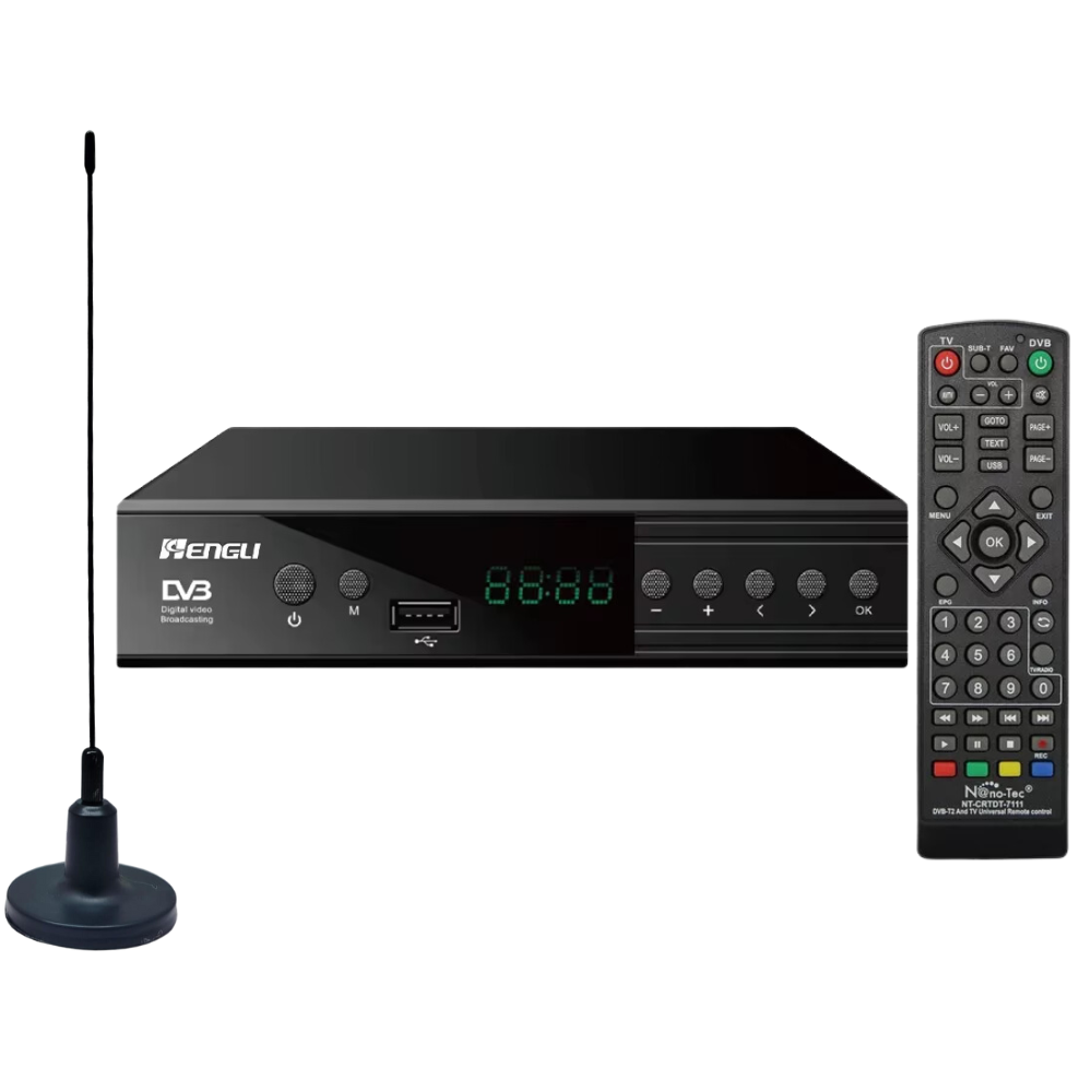 Decodificador TDT DVB-T2 Full HD HDMI RCA USB Control Remoto Antena