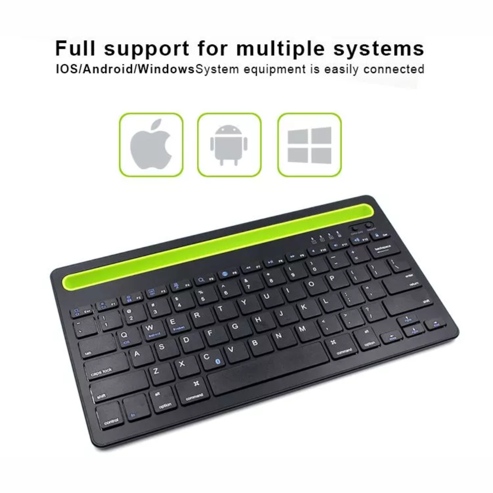 Teclado Bluetooth Recargable Soporte Celular Tablet iOS Android
