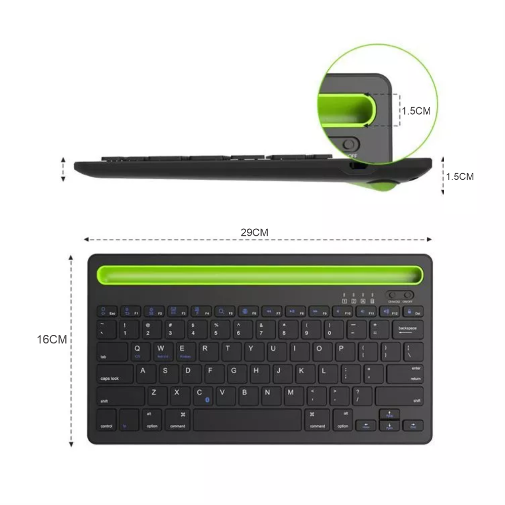 Teclado Bluetooth Recargable Soporte Celular Tablet iOS Android