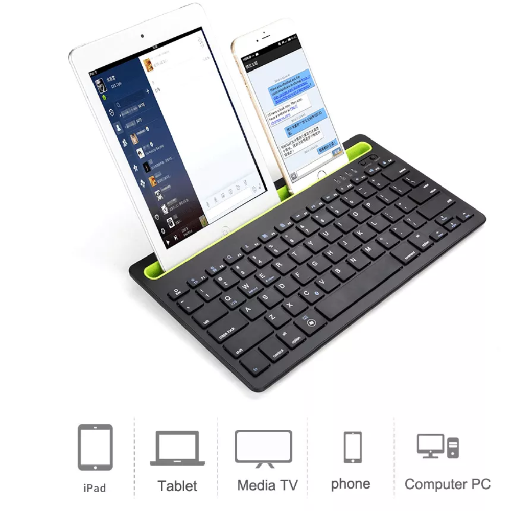 Teclado Bluetooth Recargable Soporte Celular Tablet iOS Android