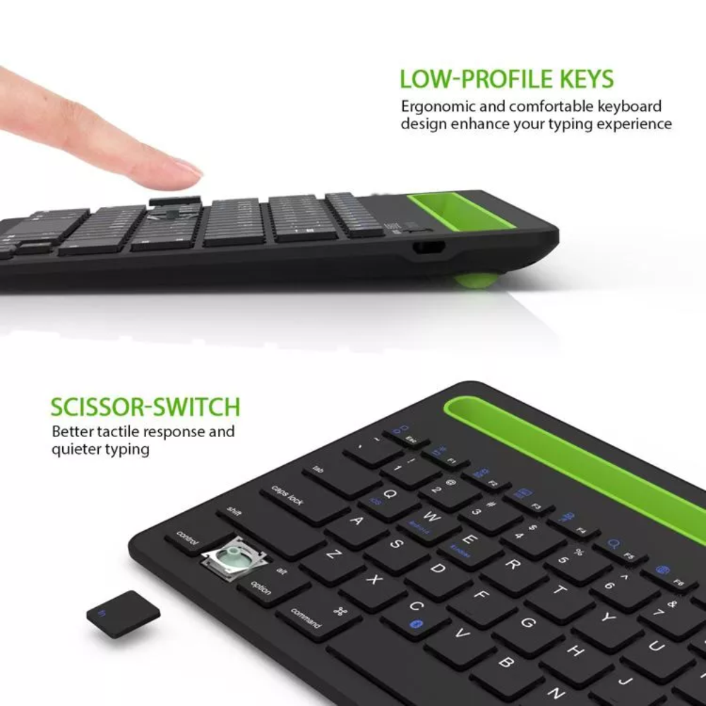 Teclado Bluetooth Recargable Soporte Celular Tablet iOS Android