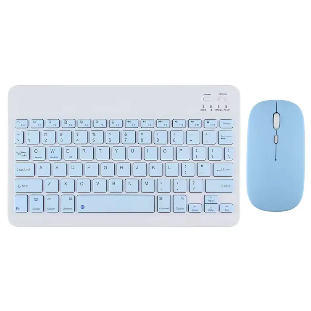 Kit Teclado Mouse Bluetooth Recargable Inalámbrico Color Pastel Tablet