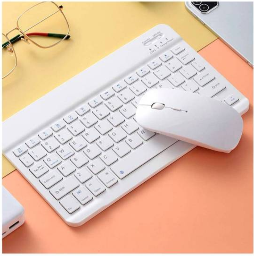 Kit Teclado Mouse Bluetooth Recargable Inalámbrico Color Pastel Tablet
