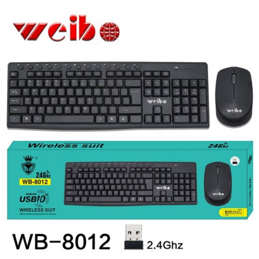 Combo Teclado Mouse Inalámbrico Weibo 8012 Receptor USB 2.4GHz
