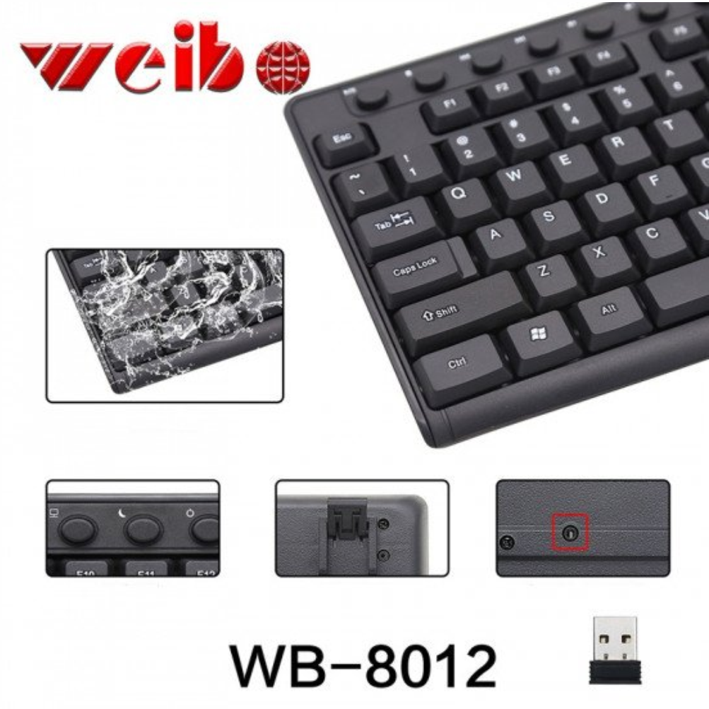 Combo Teclado Mouse Inalámbrico Weibo 8012 Receptor USB 2.4GHz