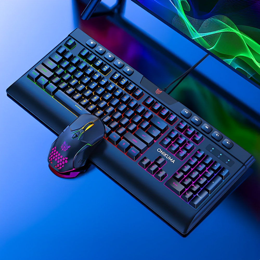 Combo Teclado Mouse Gamer Onikuma G21 Luces RGB USB 6400 DPI PC