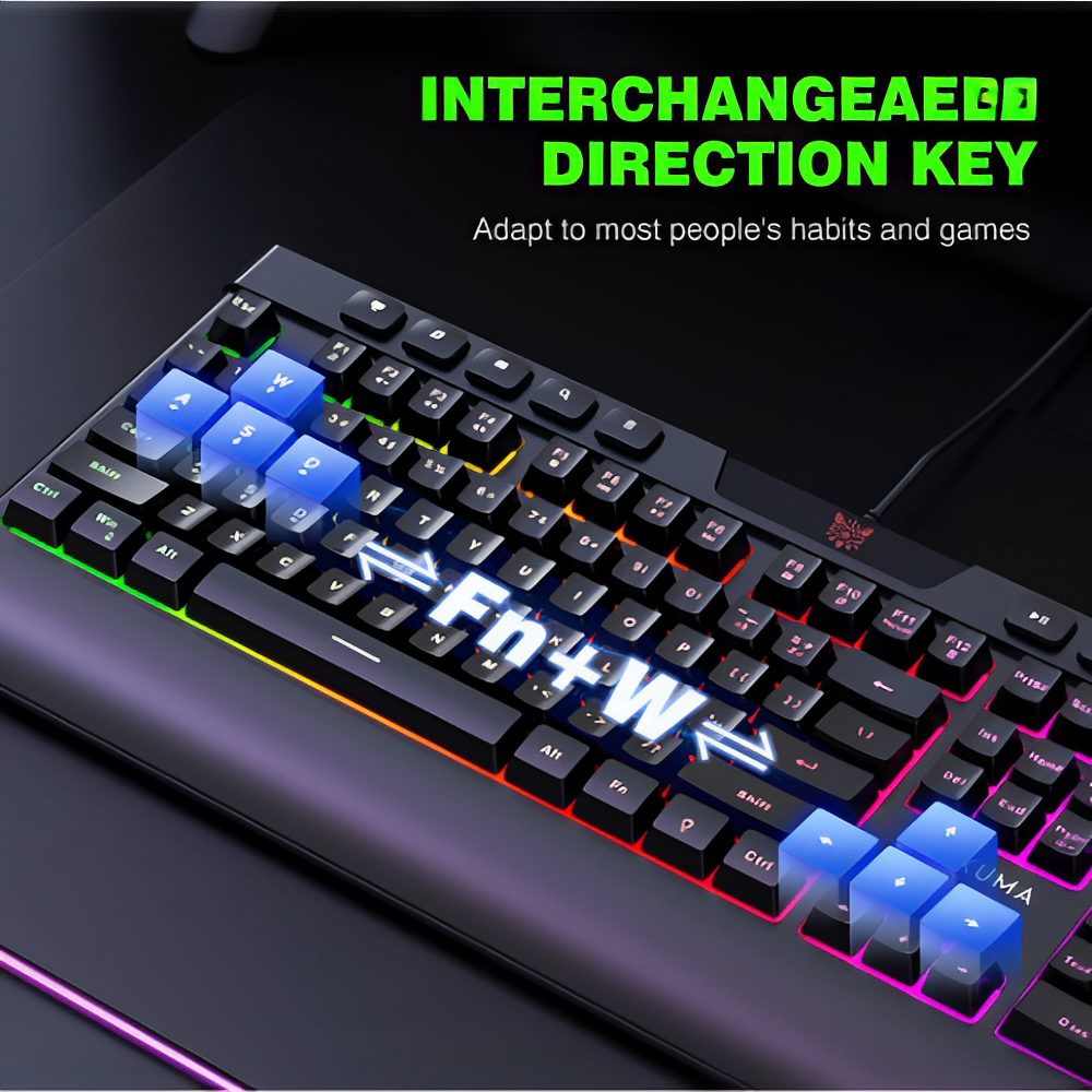 Combo Teclado Mouse Gamer Onikuma G21 Luces RGB USB 6400 DPI PC