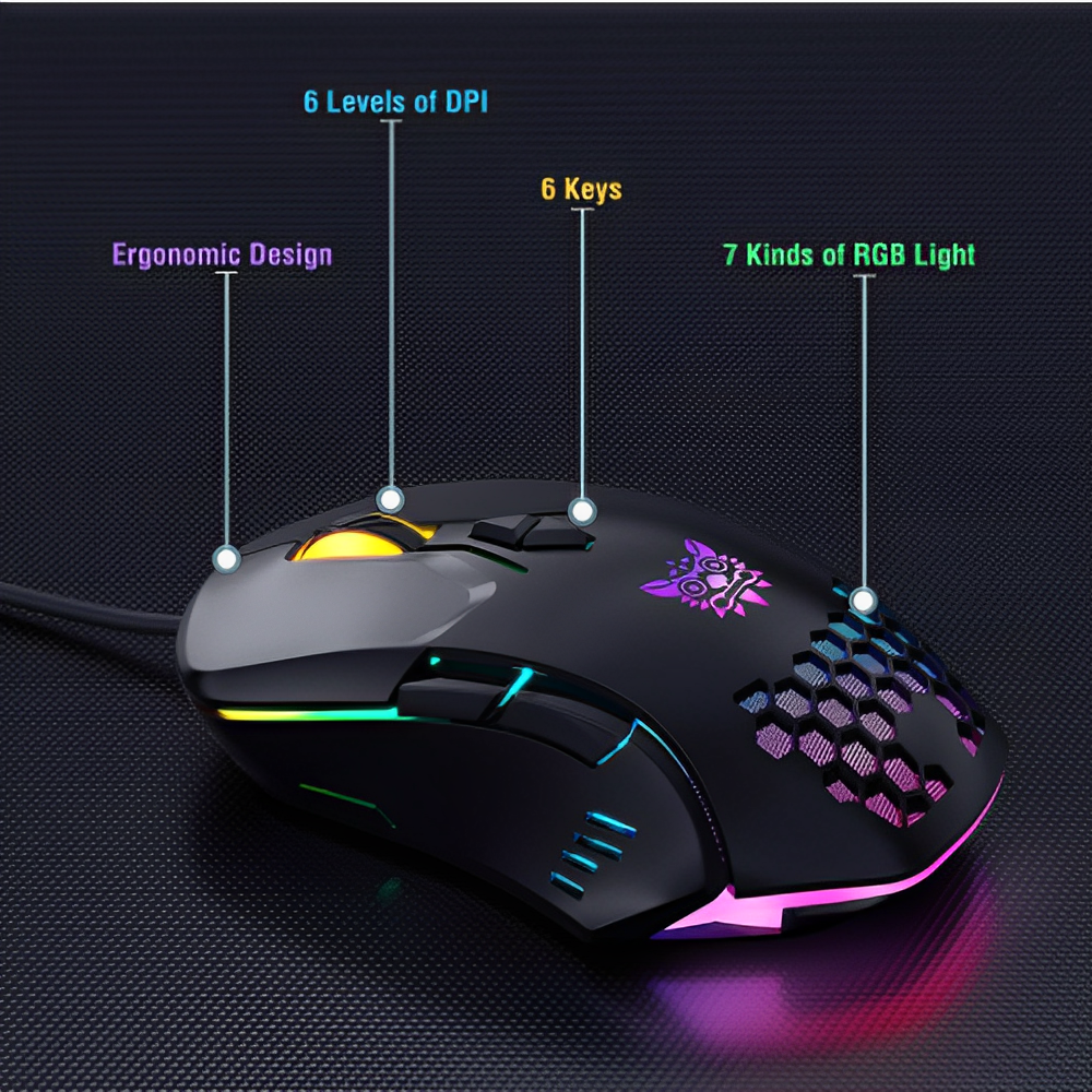 Combo Teclado Mouse Gamer Onikuma G21 Luces RGB USB 6400 DPI PC