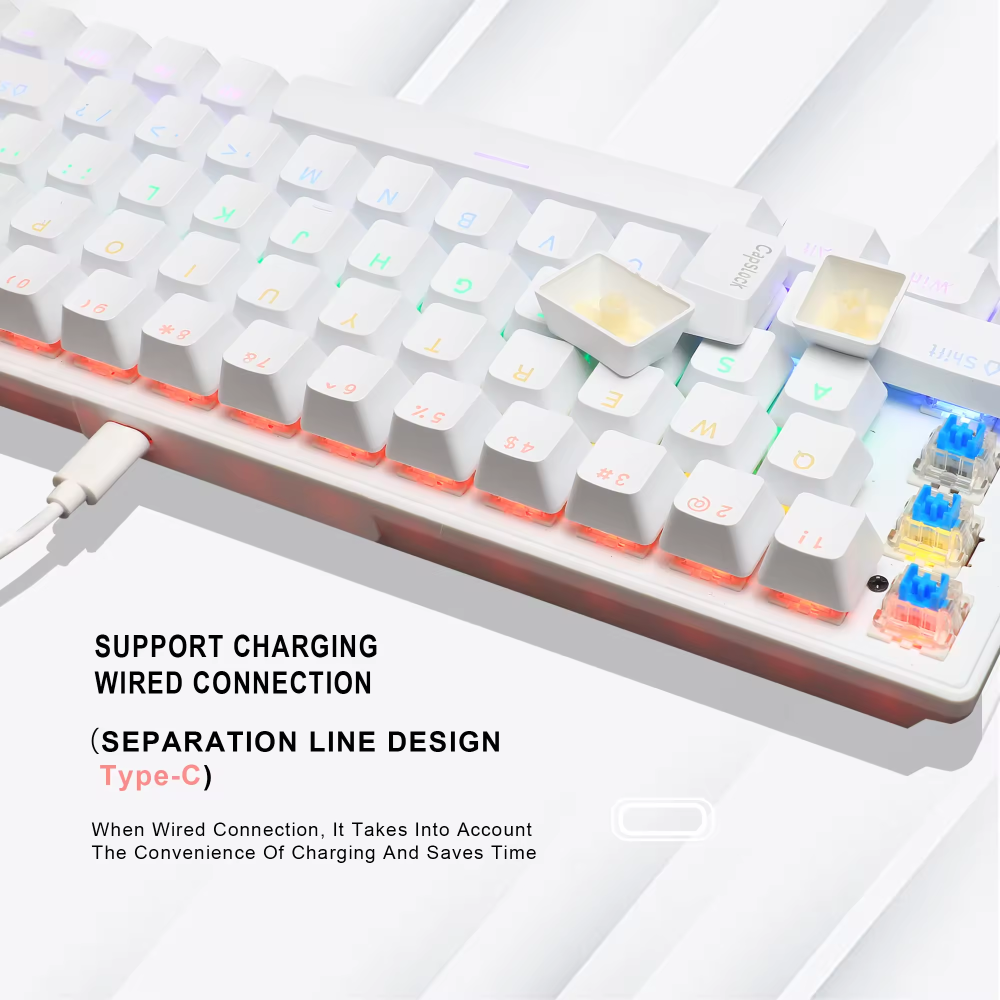Teclado Semimecánico Gamer RGB Teclas Intercambiables Tipo C Letra Ñ