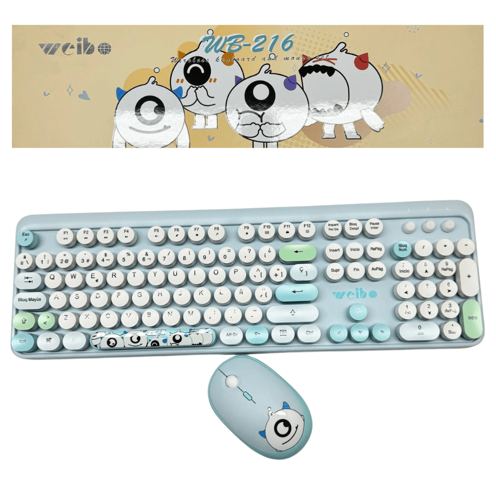 Combo Teclado Mouse Inalámbrico Weibo WB-216 Recargable 2.4GHz Colores