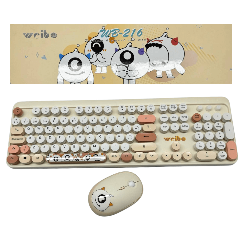 Combo Teclado Mouse Inalámbrico Weibo WB-216 Recargable 2.4GHz Colores