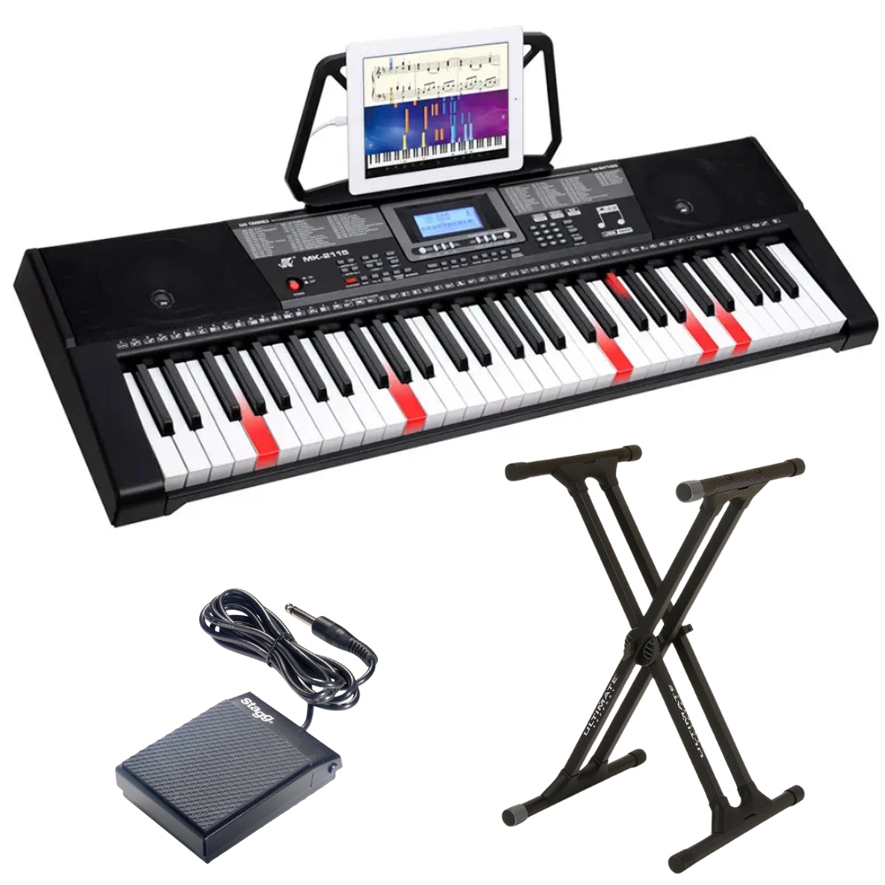 Teclado Musical Piano 61 Teclas Iluminadas MK-2115 Pedal USB MIDI