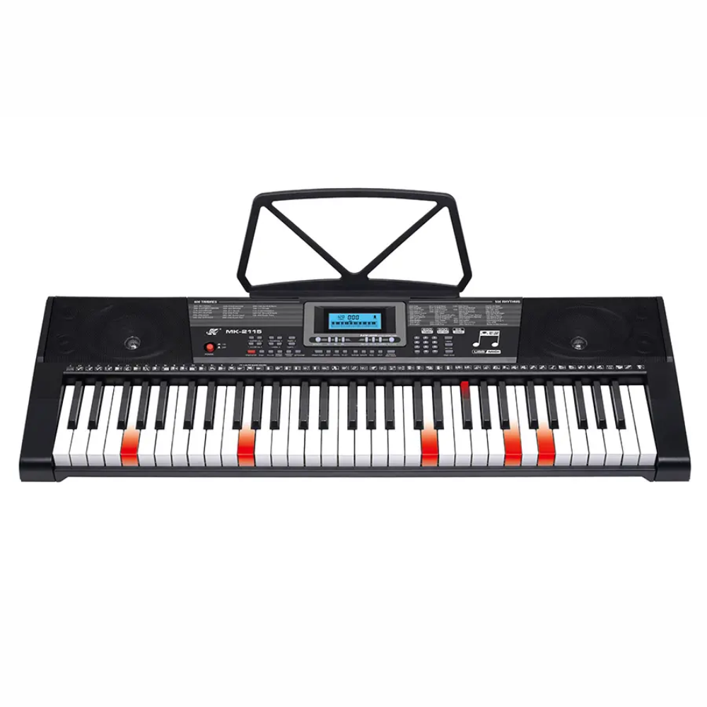 Teclado Musical Piano 61 Teclas Iluminadas MK-2115 Pedal USB MIDI