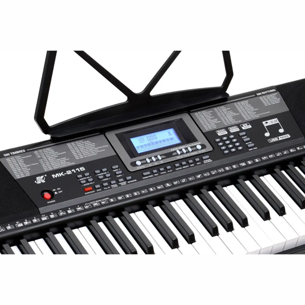Teclado Musical Piano 61 Teclas Iluminadas MK-2115 Pedal USB MIDI