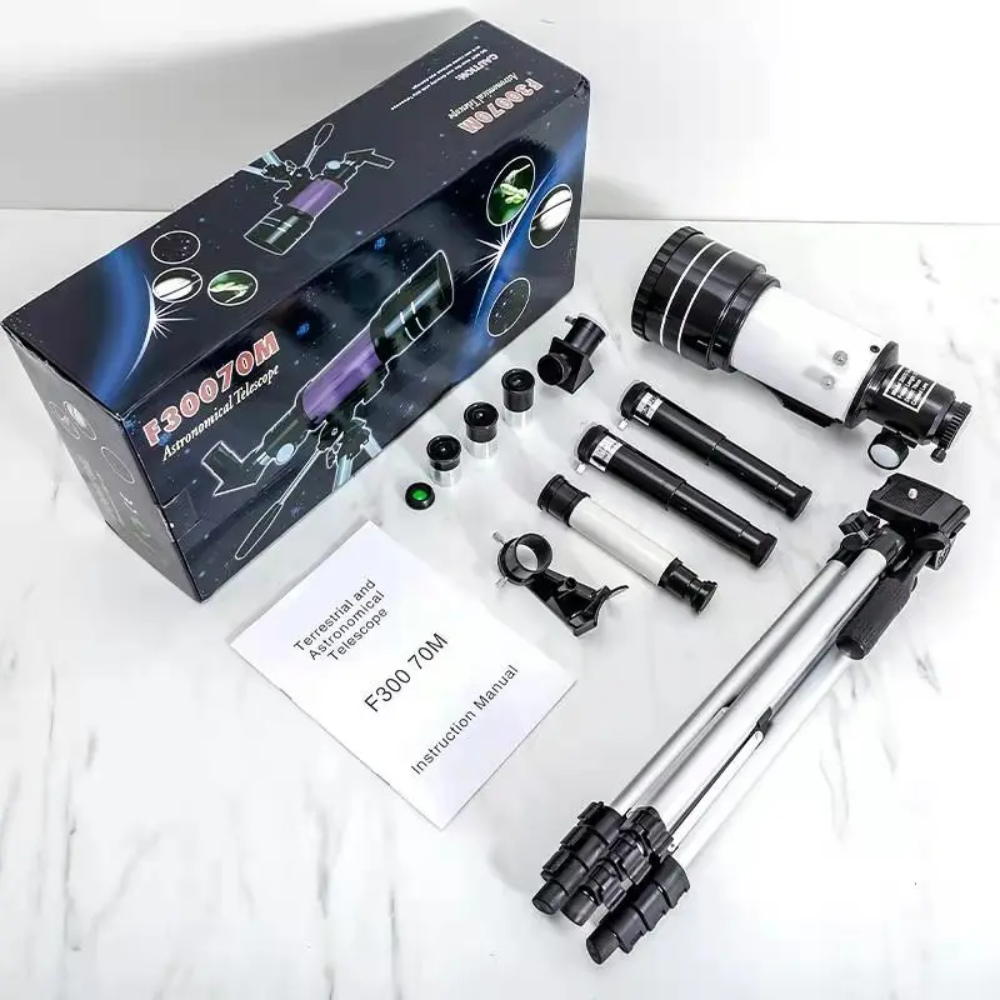 Telescopio Astronómico Refractor 70300 Trípode 3 Oculares Barlow 150x