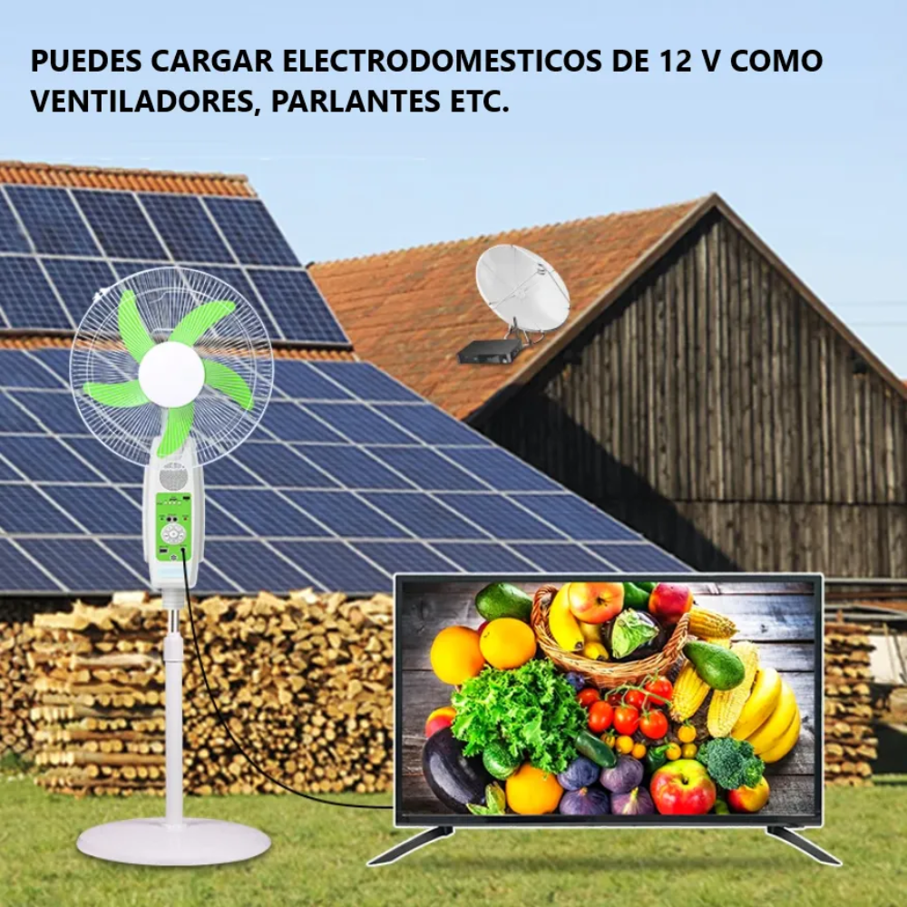 Televisor Solar 32 Pulgadas Batería 60000mAh Panel HDMI USB Finca