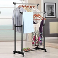 Tendedero Ropa Plegable Ruedas Extensible Perchero 30kg Metálico Negro