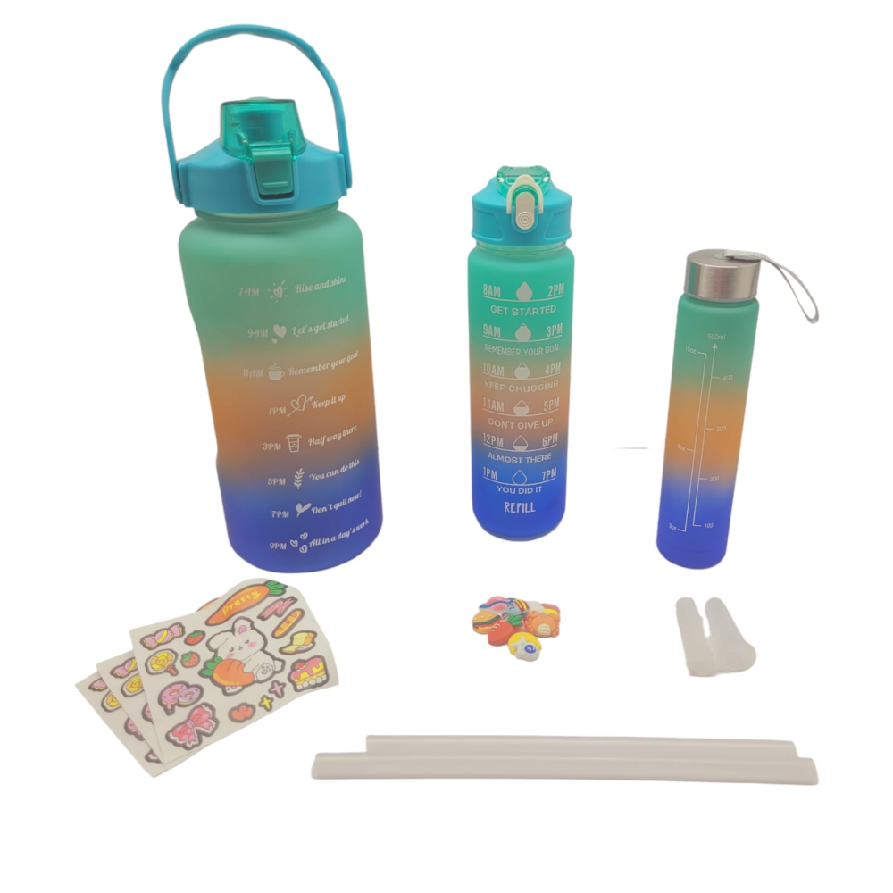Termo Motivacional Set 3x1 2 Litros 900ml 300ml Frases Horario